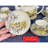  Bộ ấm chén cao cấp họa tiết hoa sen vàng 