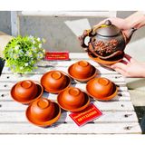  Bộ Ấm Chén Tử Sa hoạ tiết Hoa Cúc đắp nổi BKCEVN-8000 