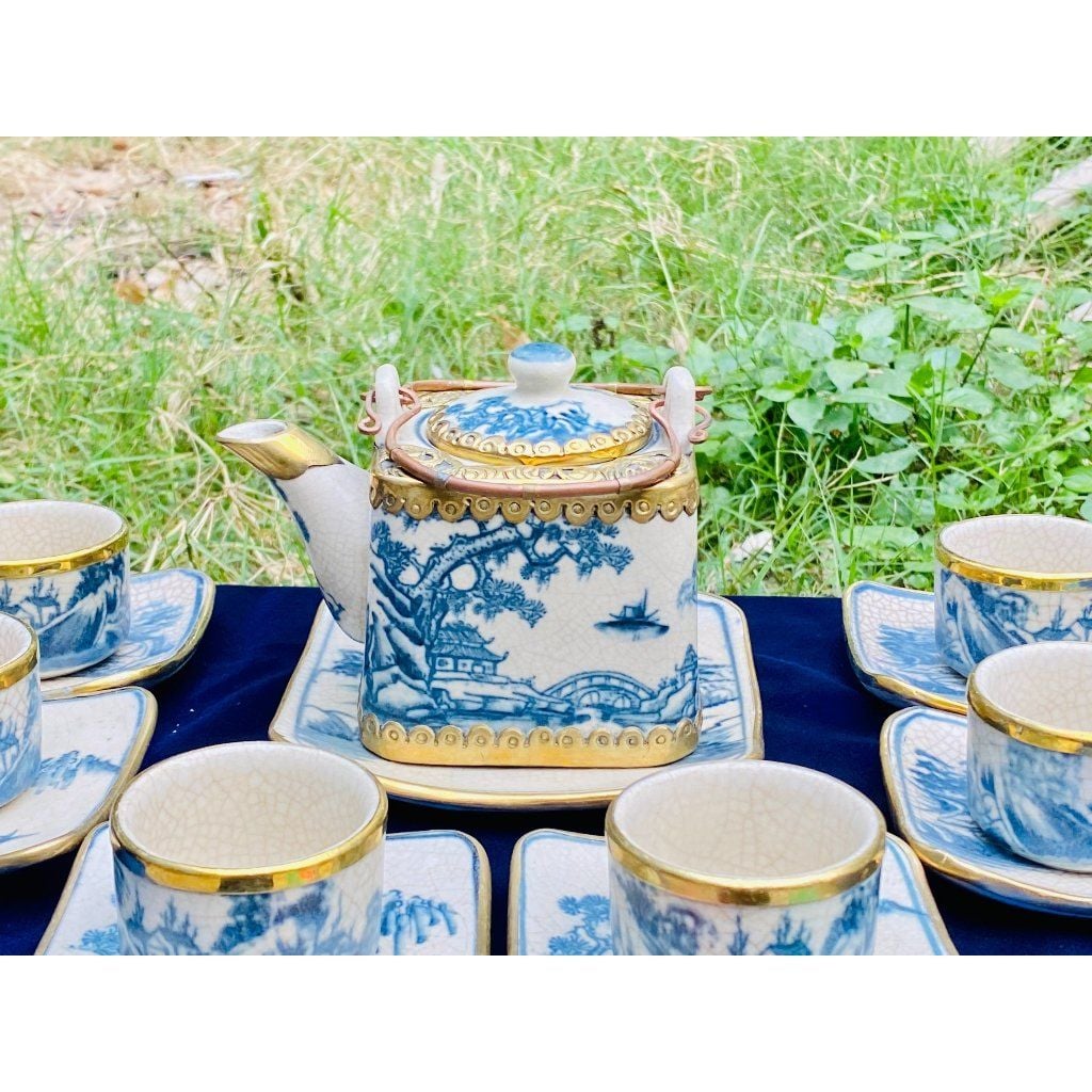  Bộ ấm chén gốm sứ men rạn xuất xứ Bát Tràng cao cấp BKCEVN-8032 