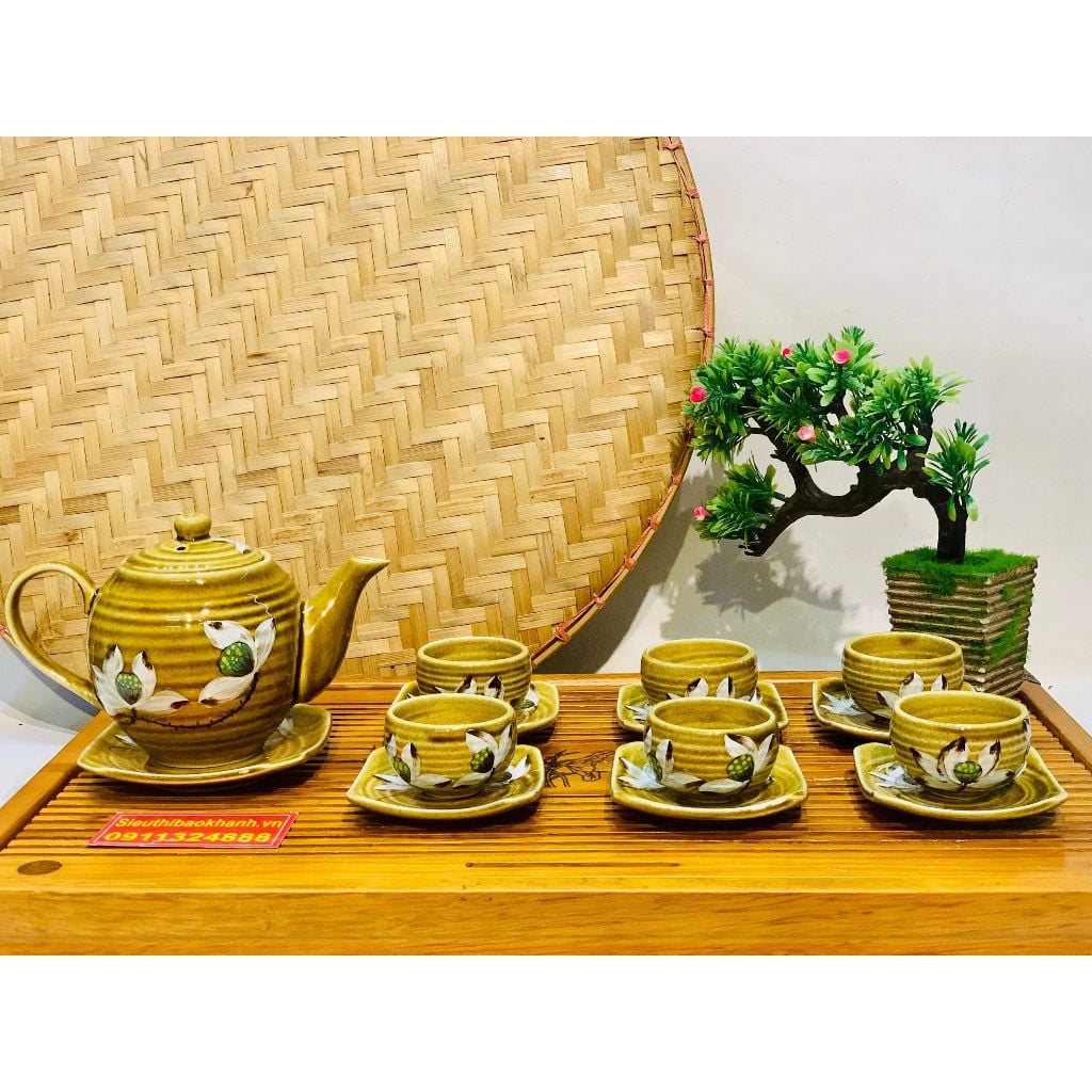  Bộ ấm chén gốm sứ bát tràng men da lươn cao cấp 