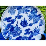  Sieu Thi Bao Khanh-Đĩa cảnh men rạn họa tiết song long 