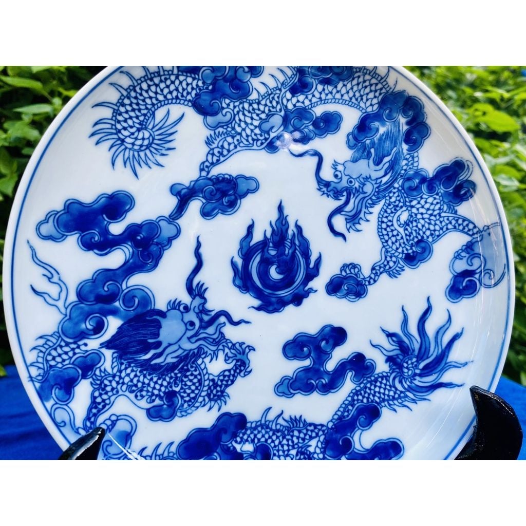  Sieu Thi Bao Khanh-Đĩa cảnh men rạn họa tiết song long 