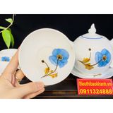  Bộ ấm chén,ấm trà men trắng chóp lửa Bát Tràng chính hãng 350ml 