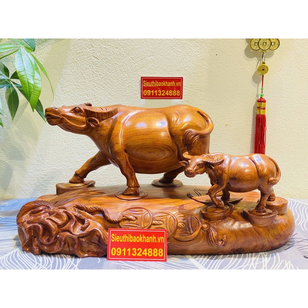  [VẬT PHẨM PHONG THỦY]-Trâu gỗ hương 35cm-mỹ nghệ bảo khánh 