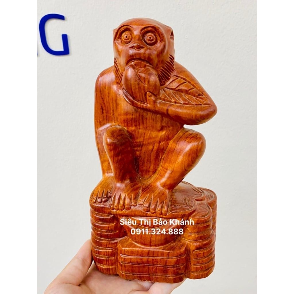  Tượng khỉ  gỗ  hương tài lộc cao 18 cm 