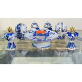  Set đồ thờ Bát Tràng men lam vẽ vàng 