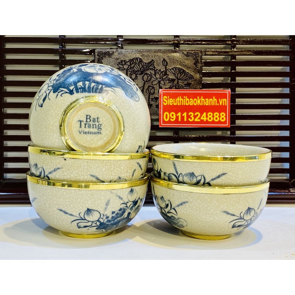  Bộ bát sen men rạn bọc đồng 