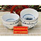  Bộ 10 bát men trắng vẽ sen 