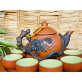  Bộ ấm chén Tử Sa Bát Tràng đắp nổi cao cấp 350ml 