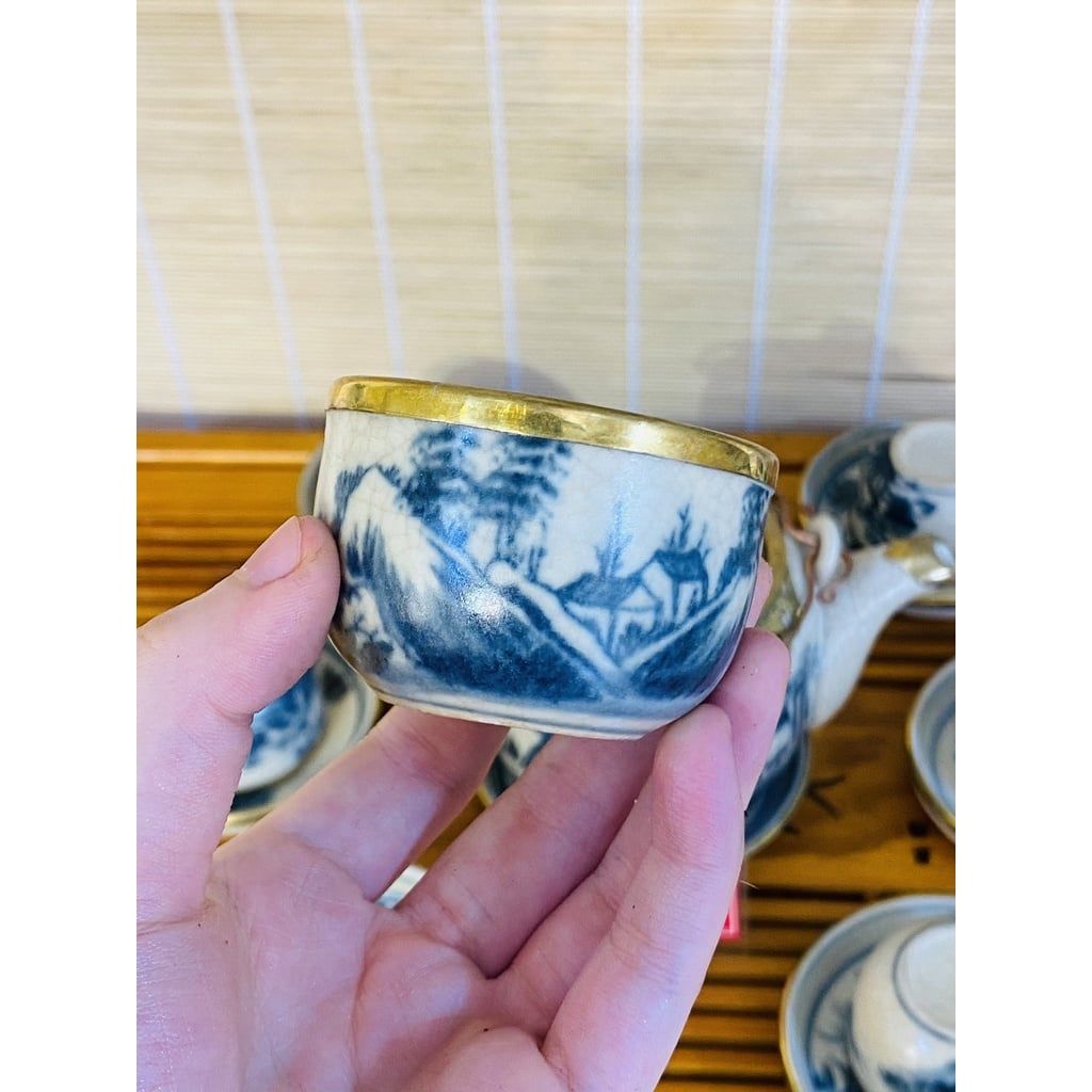  Bộ ấm chén men rạn bọc đồng vàng -Bảo Khánh 