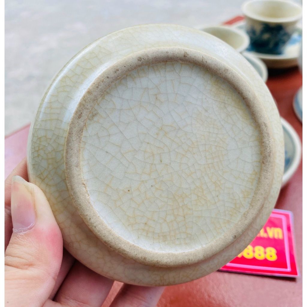  Bộ ấm chén men rạn Bát Tràng, họa tiết sơn thủy BKCE-001170VN-0004 