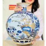  Bình hút lộc Bát Tràng họa tiết tứ cảnh cao 35cm 