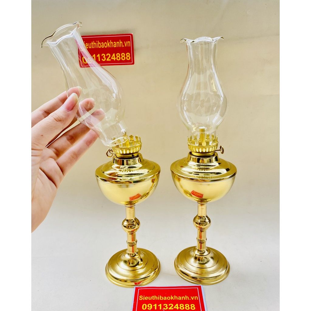  Cặp đèn dầu đồng cao cấp-Bảo Khánh Việt Nam 25cm 