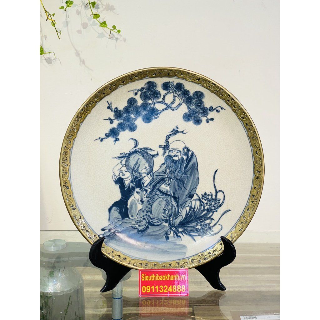  Đĩa trang trí men rạn giả cổ xuất xứ Bát Tràng 