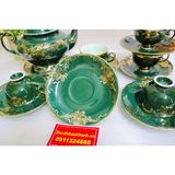  Bộ ấm men xanh vẽ vàng quà tặng xuất xứ Bát Tràng 