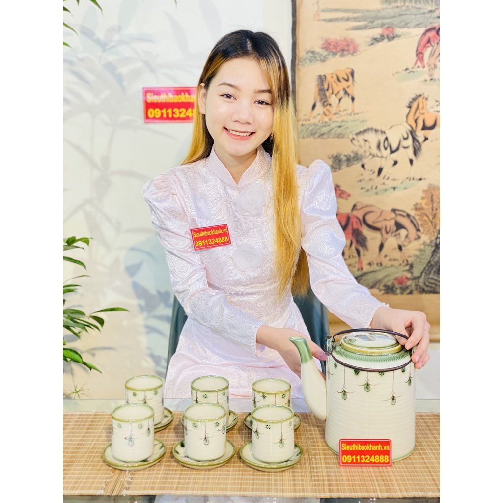  [BÁT TRÀNG CHÍNH HÃNG]-Bộ tích men màu cao cấp 1,5l 