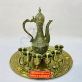  [SALE SẬP SÀN DỊP TẾT]-Bộ Ấm Chén Đồng Dáng Hoàng Gia-Bảo Khánh Việt Nam 750ml 