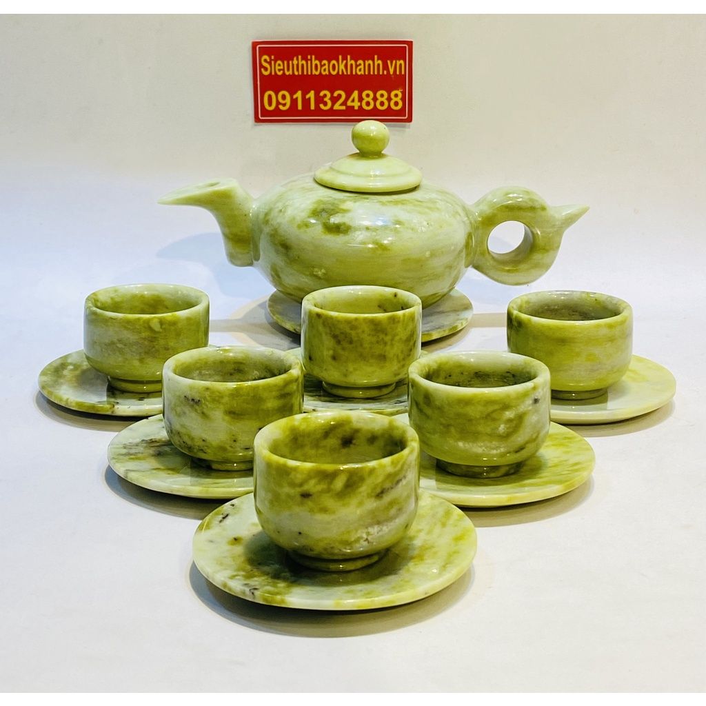  Bộ ấm trà đá ngọc nguyên khối Pakistan cao cấp 