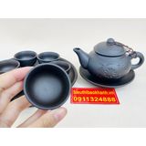  Bộ ấm chén Tử sa họa tiết Lan Mai in chìm Bát Tràng 350 ml 