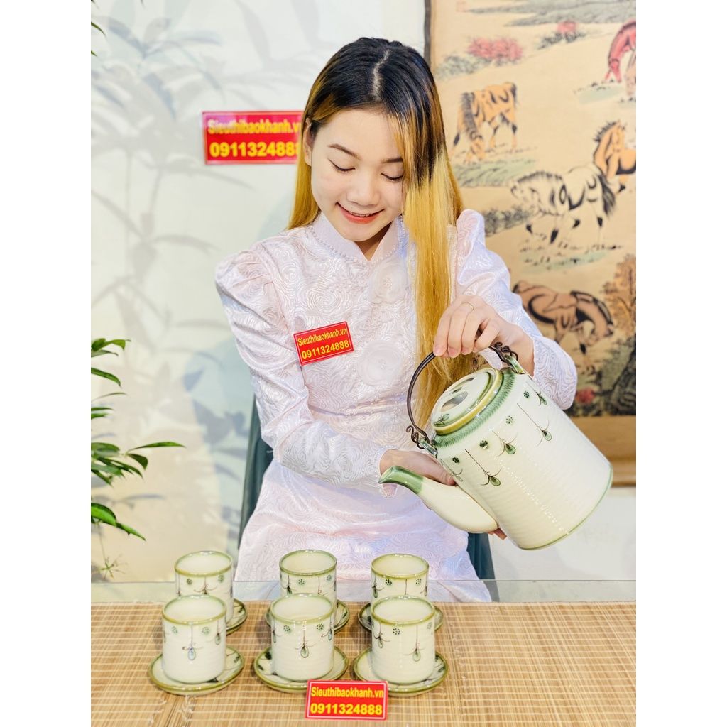  [BÁT TRÀNG CHÍNH HÃNG]-Bộ tích men màu cao cấp 1,5l 