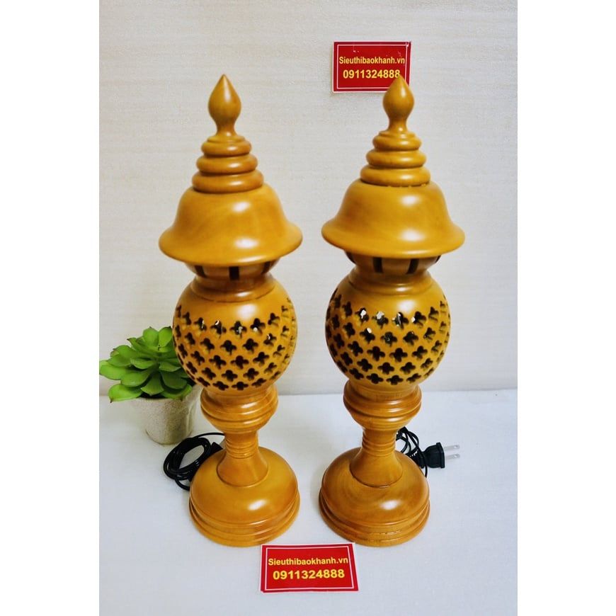  [GIÁ SỐC]-Cặp đèn thờ chất liệu gỗ hương cao cấp 