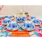  Bộ ấm chén Trúc Lâm Thất Hiền bọc đồng (loại 300ml) 