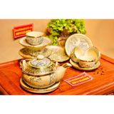  Bộ ấm chén men cổ quai mây bọc đồng xuất xứ Bát Tràng-Siêu Thị Bảo Khánh 
