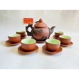  Bộ ấm chén tử sa lòng xanh họa tiết hoa mai 350ml BKCEVN-8207 