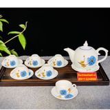  Bộ ấm chén,ấm trà men trắng chóp lửa Bát Tràng chính hãng 350ml 