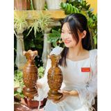  Cặp lục bình gỗ bách xanh vân tự nhiên cao 30cm 