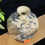  [HÀNG NGHỆ NHÂN]-Bình Hút Lộc men rạn công đào 35cm-mỹ nghệ bảo khánh 