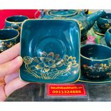  Bộ ấm men xanh vẽ vàng quà tặng xuất xứ Bát Tràng 