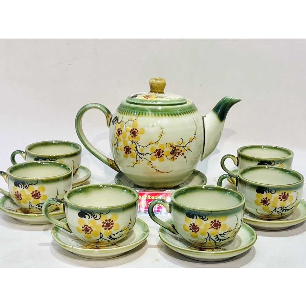  Bộ ấm chén họa tiết hoa mai vàng dung tích 850ml 