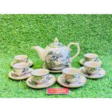  Bộ ấm chén họa tiết vẽ vàng cây tùng 