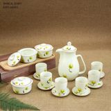  Bộ ấm men cao cấp họa tiết hoa 