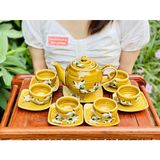  Bộ ấm chén Bát Tràng men họa tiết sen -Ấm chén Bảo Khánh 