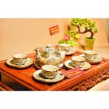  Bộ ấm chén men cổ quai mây bọc đồng xuất xứ Bát Tràng-Siêu Thị Bảo Khánh 
