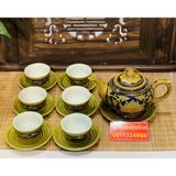  Bộ ấm chén,ấm trà Đẹp men màu xuất xứ Bát Tràng-Ấm chén Bảo Khánh 450ml 