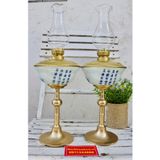  cặp đèn đầu đồng thân gốm xuất xứ Bát Tràng 25cm 