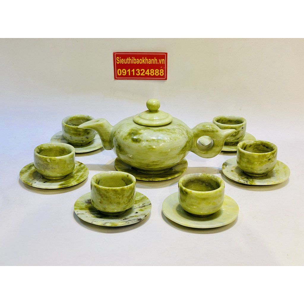  Bộ ấm trà đá ngọc nguyên khối Pakistan cao cấp 