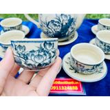  Bộ ấm chén men rạn Bát Tràng vẽ hoa sen cao cấp 