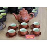  Bộ ấm chén tử sa Bát Tràng  họa tiết chữ Phúc-Siêu thị Bảo Khánh 