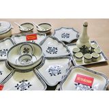 Set bát đĩa men trắng hoạ tiết hoa cổ - Siêu thị Bảo Khánh 