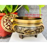  Xông Trầm,dụng cụ đốt Trầm chất liệu đồng vàng cao cấp 8cm-Bảo Khánh 