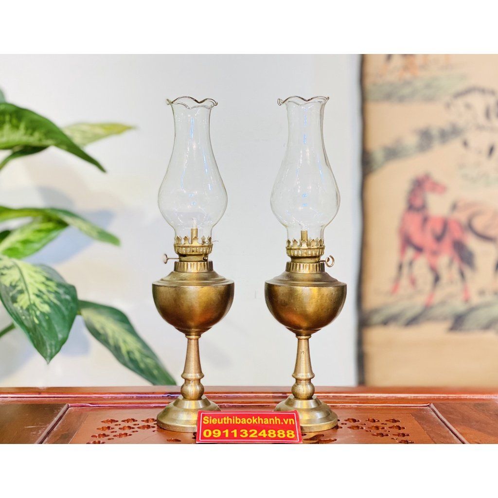  Đèn dầu Đồng phong thủy cao cấp 25cm 