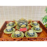  Bộ ấm chén gốm sứ Bát Tràng họa tiết hoa mẫu đơn 