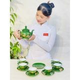  Bộ ấm chén xanh họa tiết công đào phú quý 