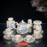  Bộ ấm chén men rạn bọc đồng Bát Tràng họa tiết Sơn Thủy Hữu Tình BKCEVN-8032 