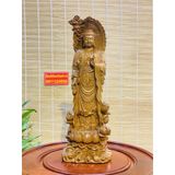  Tượng Phật Bà Quan Âm gỗ bách xanh 30cm-siêu thị bảo khánh 