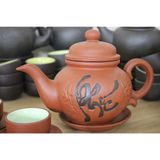  Bộ ấm chén tử sa Bát Tràng  họa tiết chữ Phúc-Siêu thị Bảo Khánh 